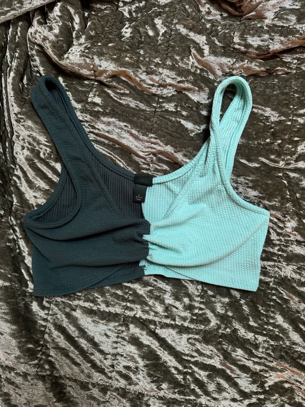 Green and blue crop top and or sports bra